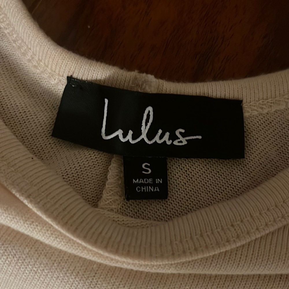 NEVER worn, Lulu’s Zip to My Lou Cream Sweater Top in Size Small